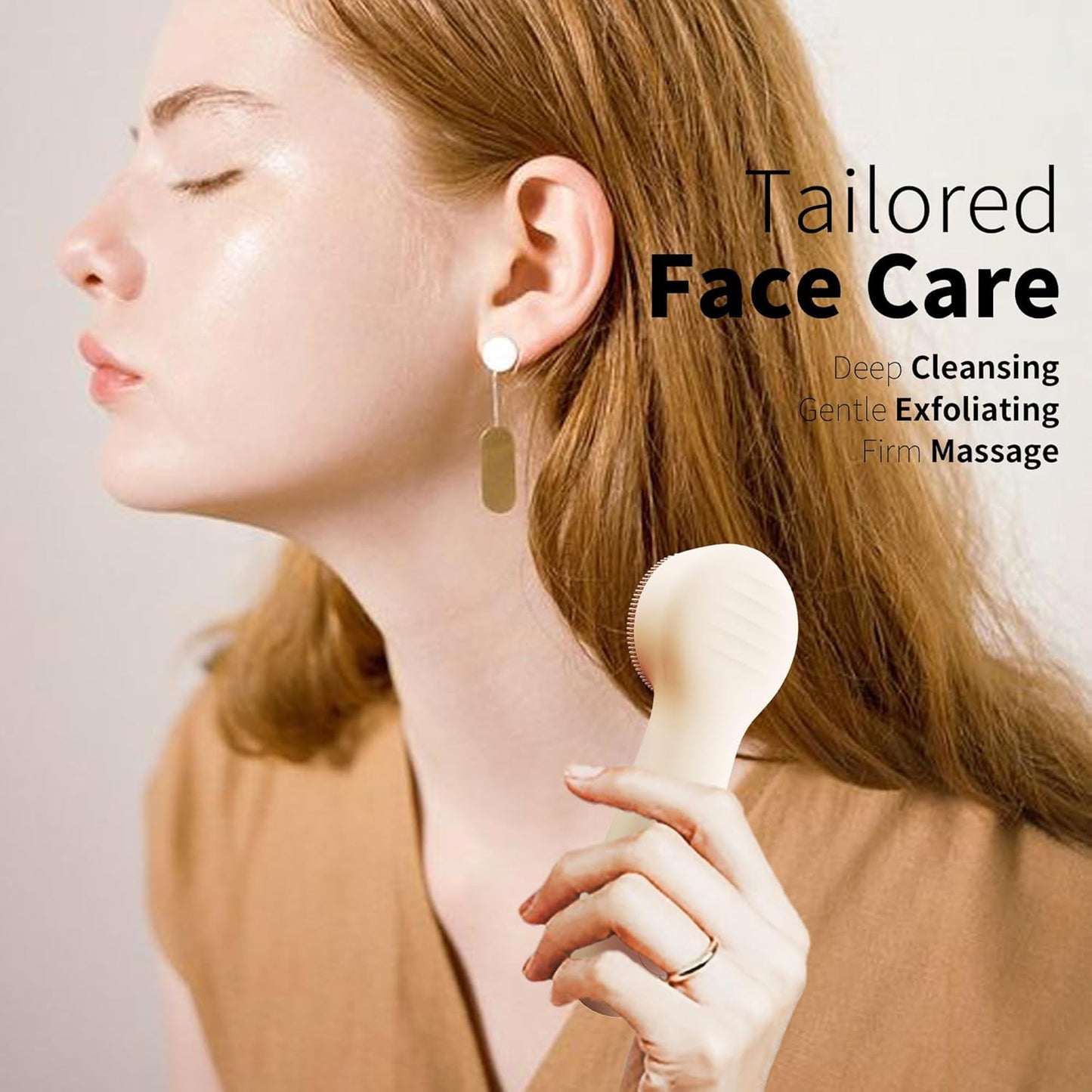 NågraCoola CLIE 2.0 Silicone Face Scrubber, Facial Cleansing Brush, Rechargeable, Waterproof Face Scrub Brush for Deep Cleansing, Exfoliating, Massage, with Eye Roller, for Women and Men - Oat