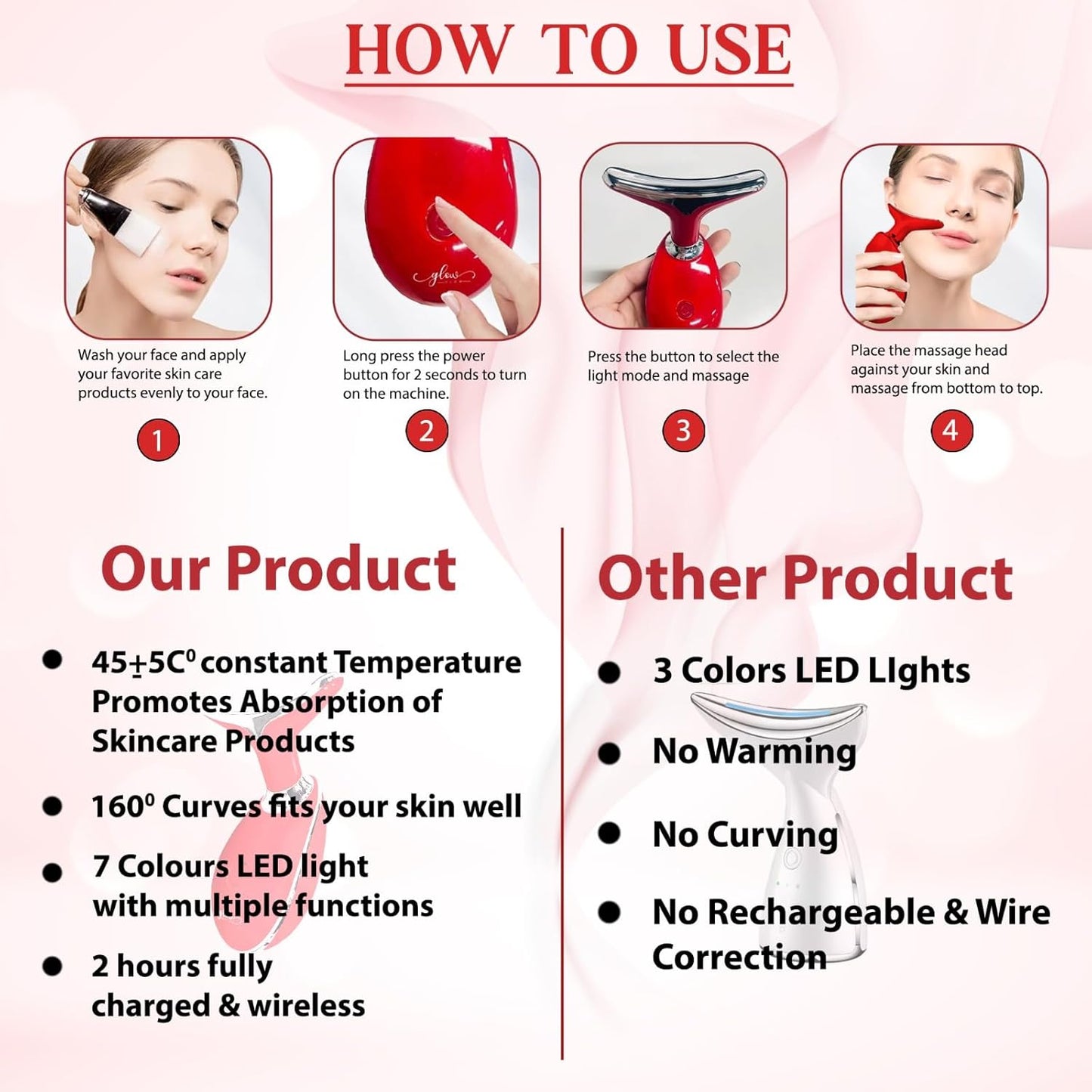 Red-Light-Therapy-for-Face and Neck with 7 Color, Facial Massager for Face and Neck