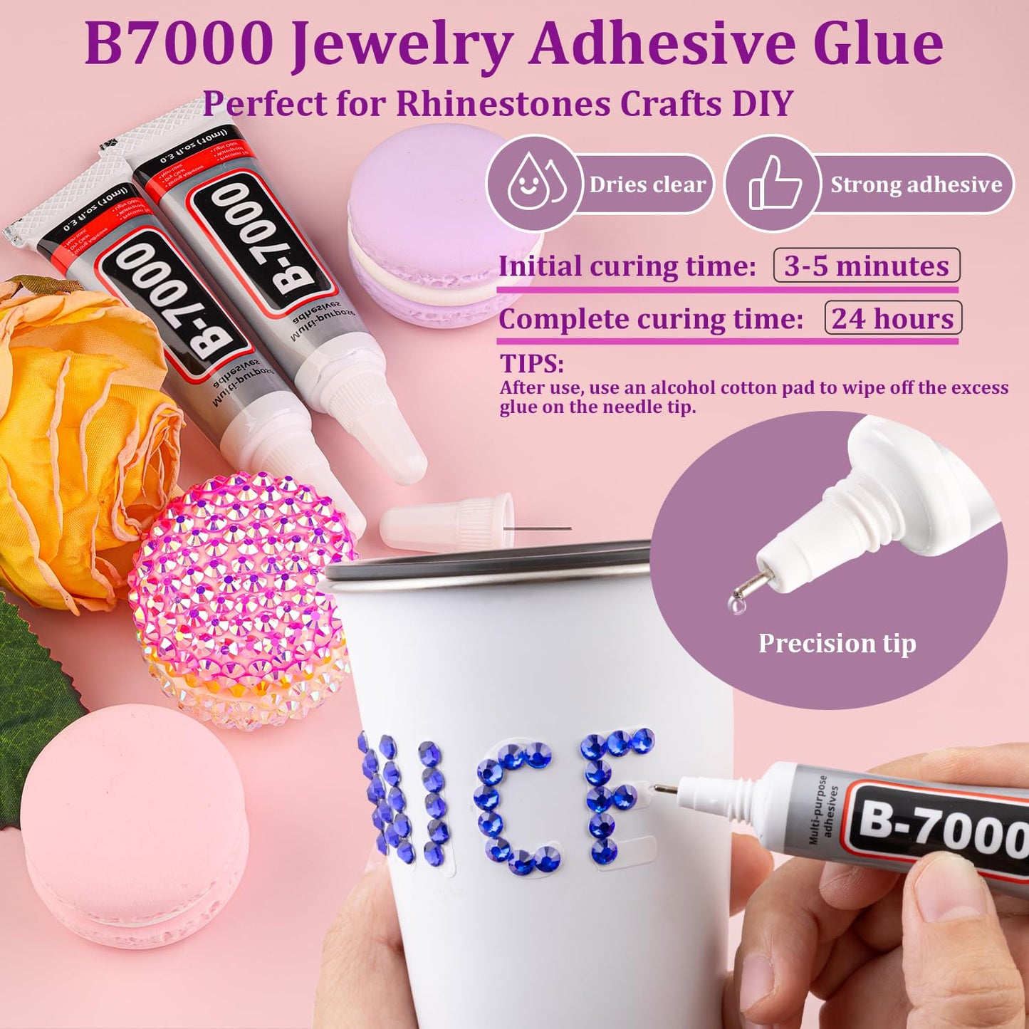 30000Pcs Resin Rhinestones for Bedazzling with Tweezers, Royal Blue Rhinestones for Crafting with B7000 Jewelry Glue for DIY Crafts Clothing Tumblers Shoes Fabric Nail Art