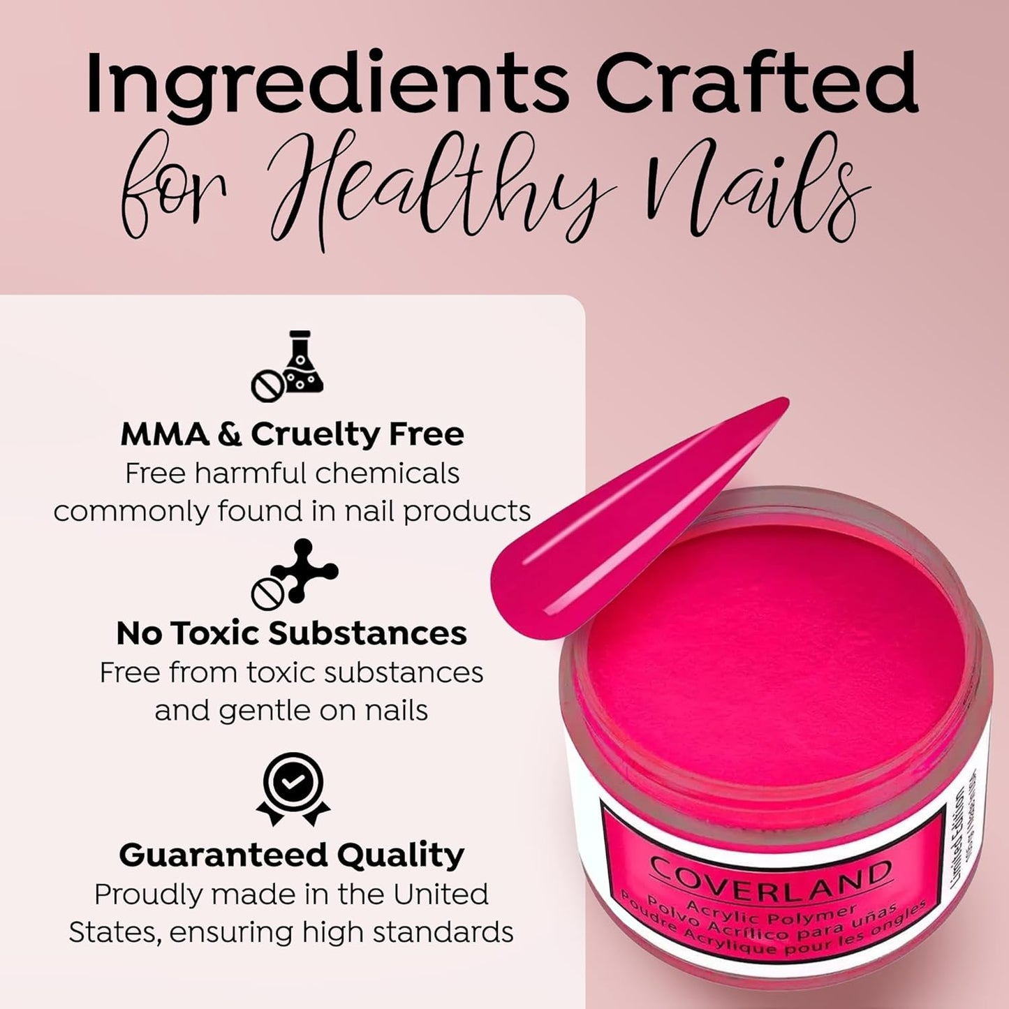 Tones Coverland Acrylic Nail Powder "Pink Convertible" - Limited Edition Acrylic Powder for Nail Design, Sculpting, and Masking Nail Bed Imperfections - Professional Acrylic Nail Supplies - (1.5 Oz)