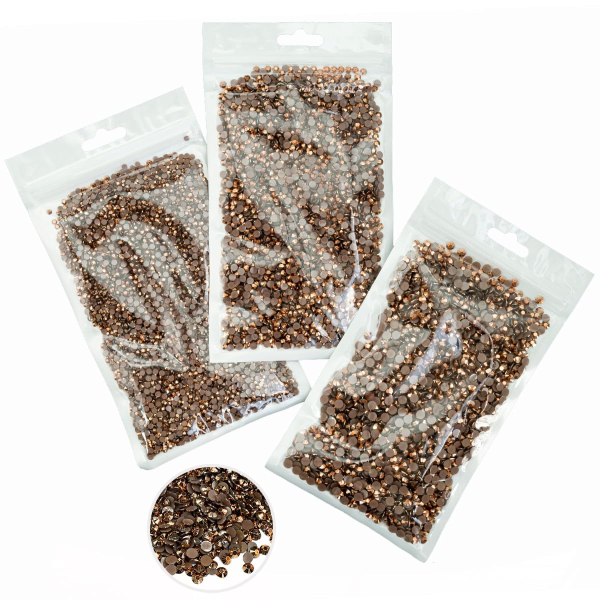 16000PCS Old Copper Resin Rhinestones for Crafting 3mm 4mm 5mm Retro Brown Flatback Jelly Stones Bulk Diamonds Gems Charms for Nails Face Eyes Makeup Tumblers Bottles DIY Crafts Clothes Shoes