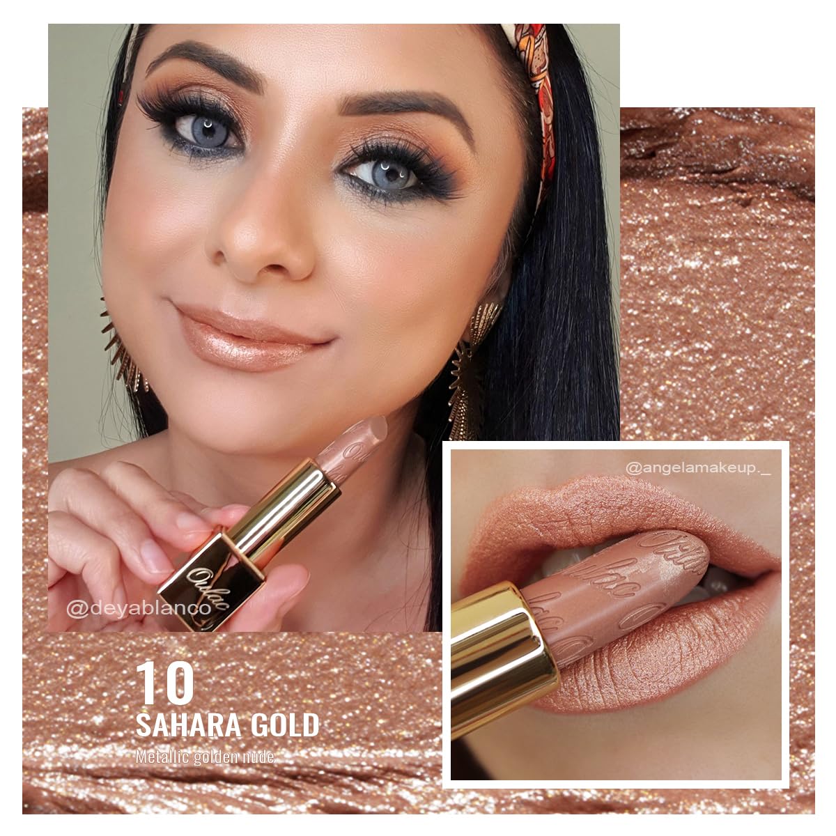 Oulac Nude Lipstick Set 2PCS - Included Metallic Nude Lipstick and Light Brown Liptsick, Vegan Lightweight Hydrating Formula, 10+PG06