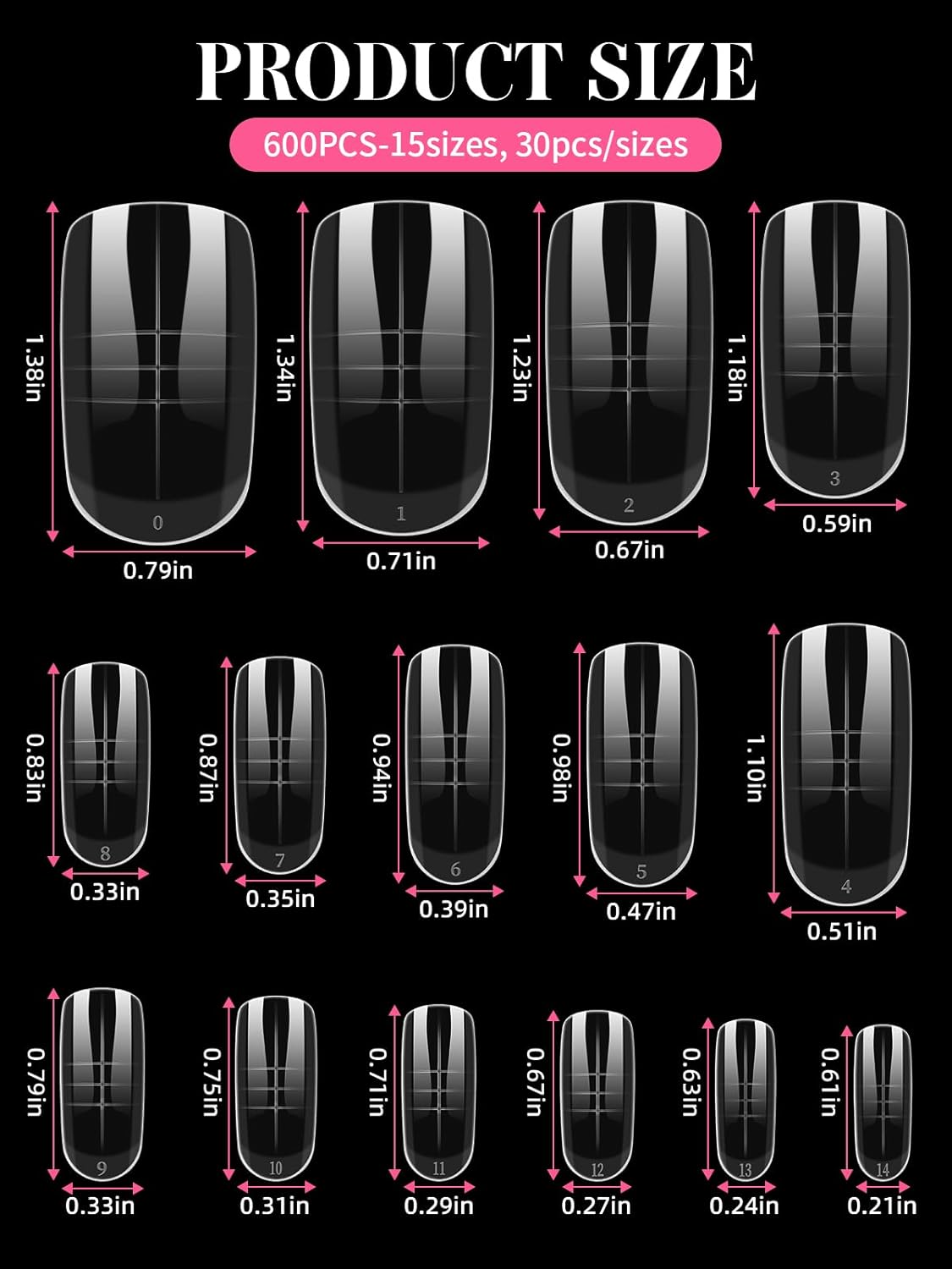 600 Pcs Toe Nail Dual Forms for Poly Extension Gel, EBANKU Toenail Extension Forms Reusable Full Cover Molds for French Tip Acrylic Toenails Pedicure for Salon & DIY at Home 15 Sizes