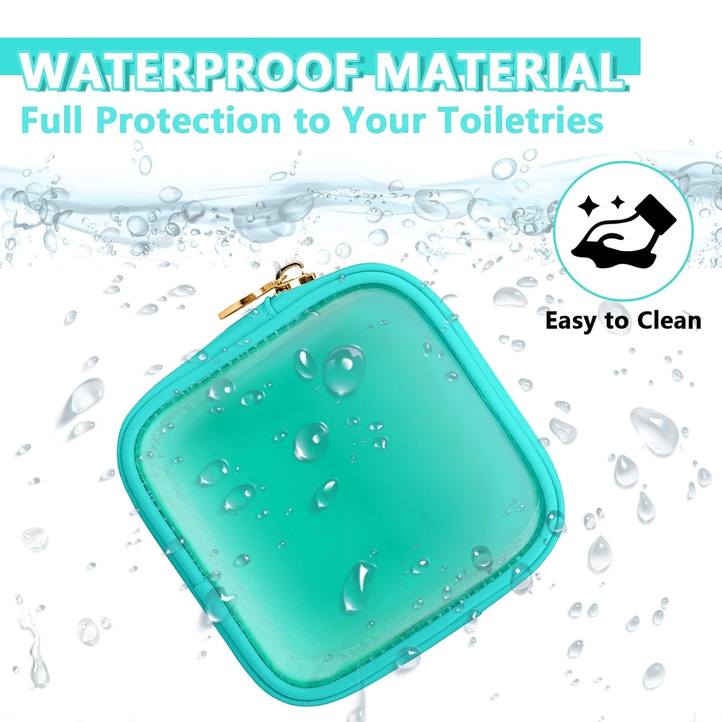 Clear Mini Makeup Bag for Purse, Small Nylon&PVC Cosmetic Travel Bag TSA Approved Toiletry Bag with Zipper, Preppy Transparent Makeup Travel Bag Coin Purse for Women Men Girls(Mini-Mint Green)