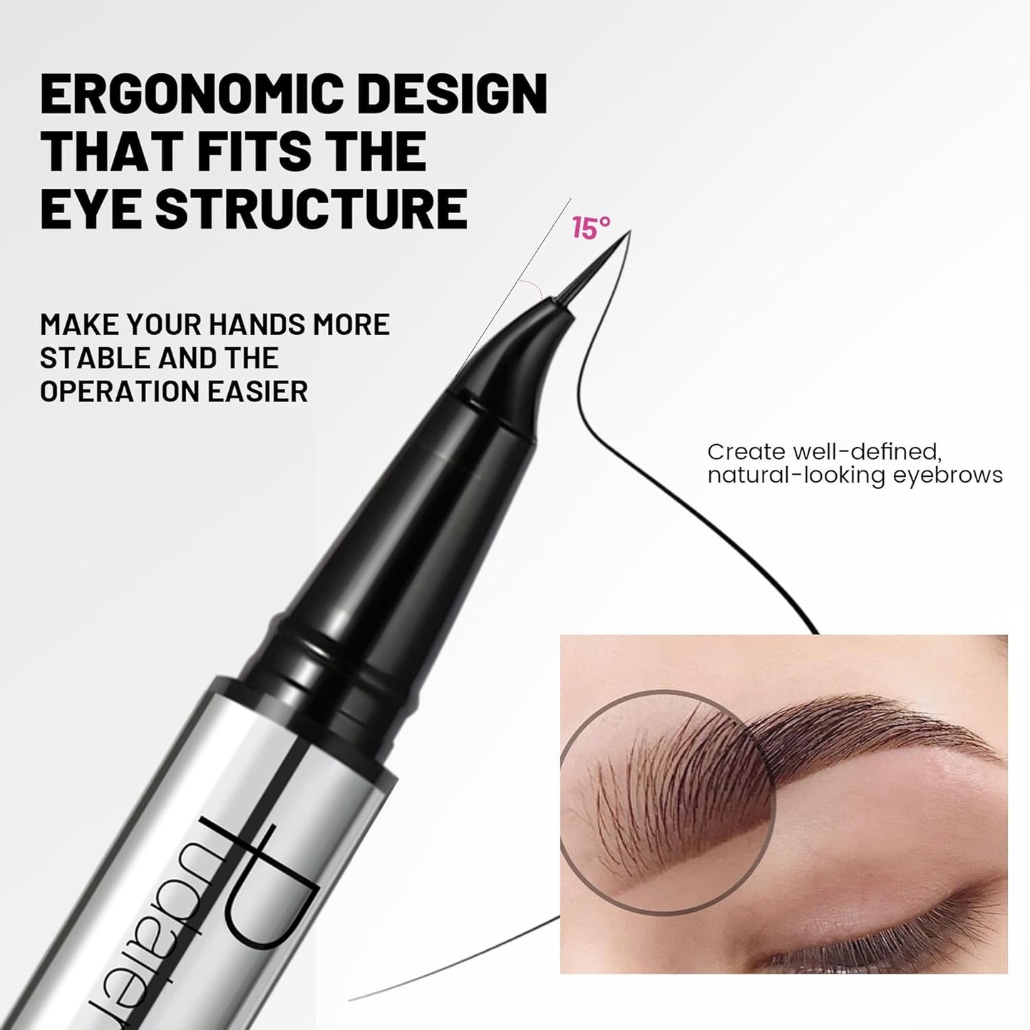 2 Pack 2 Fine Tip Eyebrow Pen, Waterproof Filling Faux Brow Makeup Pencils for Women with Precise Curved Brush-Tip to Fast Create Natural Hair-Like Brows, Last All-Day (Natural Brown)
