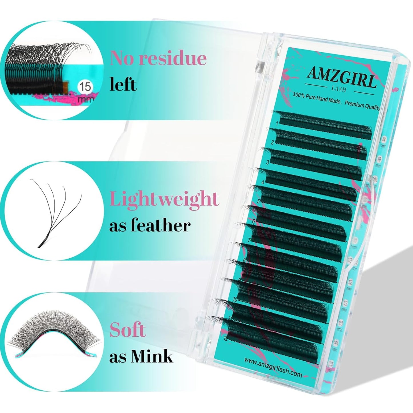 Eyelash Extensions 4DW C Curl,Mixed Tray Lash Extension Supplies Individual Lashes Premium Classic Lash Soft Super Matte Black Professional Eyelashes Extension(8-15mm)
