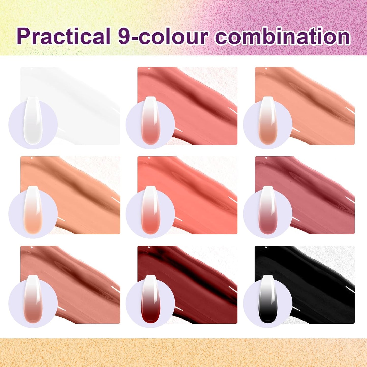 Gradient Painting Gel, 9 Colors Ombre Gel Nail Polish Nude Pink for Pigment Pat Nails Aura Nails French Manicure Long Lasting Home Salon DIY Nail Art Terracotta Blush