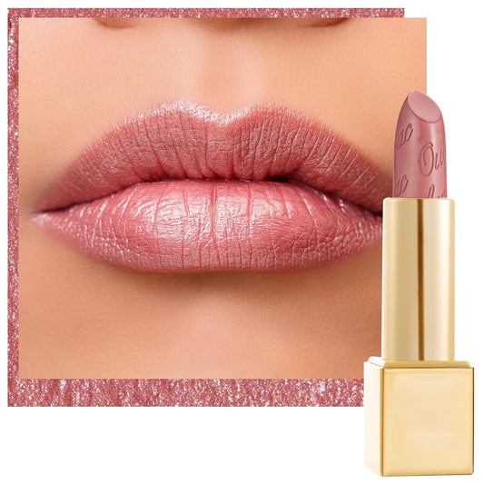 Oulac Light Pink Lipstick for Women with Metallic 3D Shine Lightweight Hydrating Formula, High Impact Lip Color, Vegan Beauty, Full Coverage Lip Makeup, Christmas Gifts for Women, Baby Angel(13)