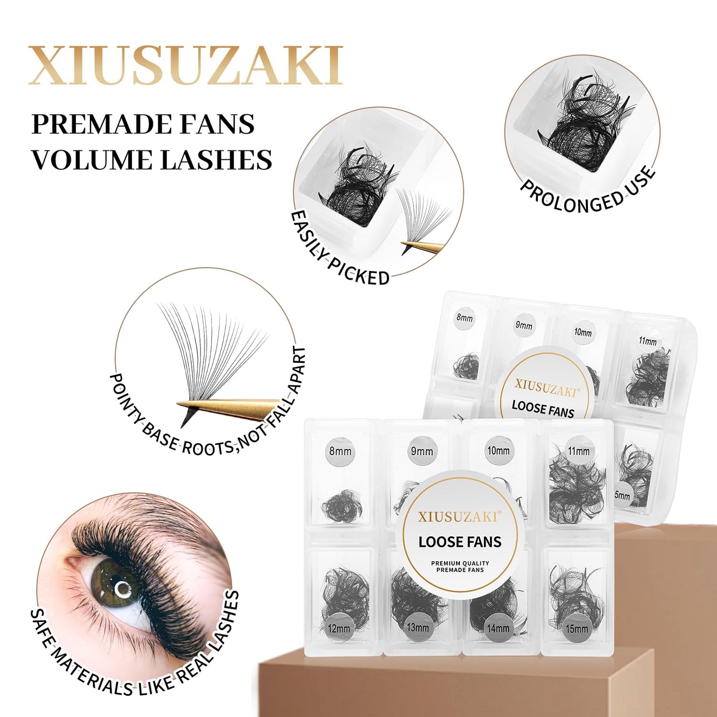 Premade Fans Eyelash Extensions 600 Fans 20D Premade Lash Fans Volume Lash Extensions 0.03 Thickness Eyelash Extension C Curl Mix 13-20mm Fluffy Soft Handmade Loose Fan(600Fans-20D-0.03-C,13-20mm)