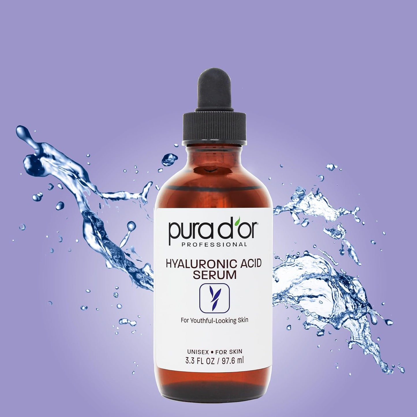 PURA D'OR 3.3 Oz Hyaluronic Acid Serum For Deep Hydration - Anti-Aging, Plumping & Moisturizing Formula For Smooth, Supple Skin - Natural Skincare Boost - Fine Lines & Wrinkle Reducer - Travel Size