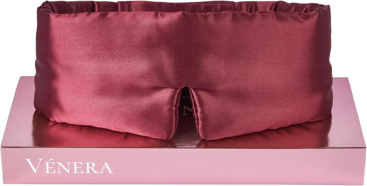 Silk Eye Mask - 100% Pure Mulberry 22 Momme Silk Sleep Mask, Adjustable Sleep Mask for Women and Men (Adjustable, Cloud Burgundy)