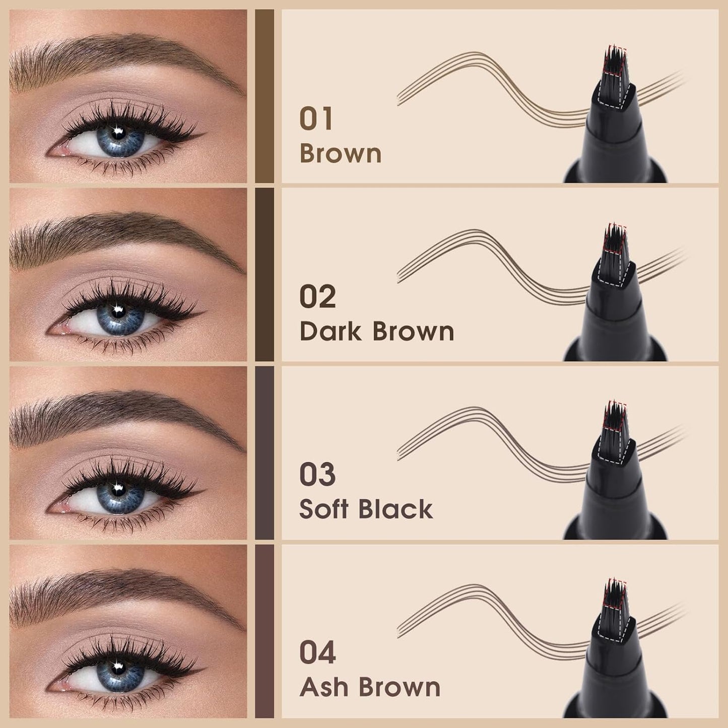 Microblading Brow-Fection Brow Eyebrow Pencil – Angled Brush Tip, Wild Natural Hair-Like Strokes, Patented Design, Long-Lasting & Smudge-Proof, for Beginners & Pros(03 Soft Black）