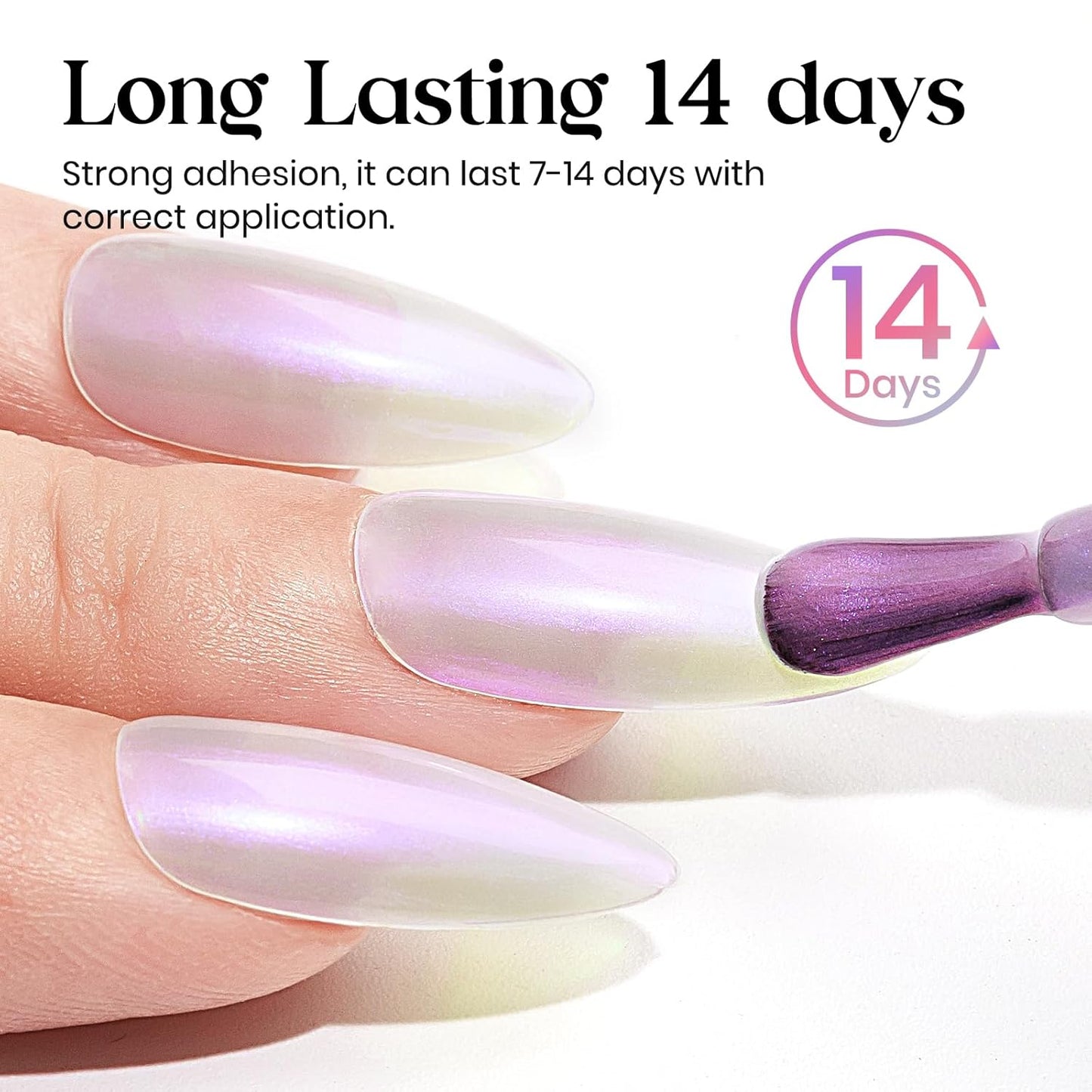 MIZHSE Quick Dry Mermaid Pearl Nail Polish, Purple Aurora Effect Nail Polish 15Ml, Fingernail and Toenail Polish Glossy Long Lasting Home DIY Nail Art Gift