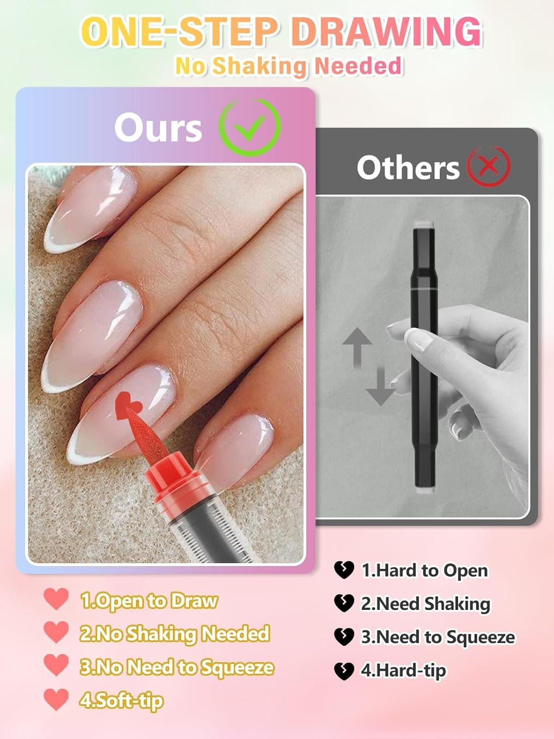 EBANKU 24 Colors Nail Art Pens Quick Drying, 3D Soft-Tip Nail Polish Pens Acrylic Paint Nail Pens for Nail Art Color-fast Nail Point Dotting Liner Pen Sets for Home & Salon Nail DIY Art Design Tools