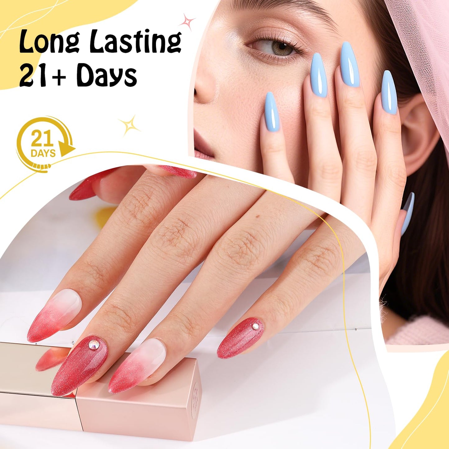 JODSONE 2Pcs 16.5ml Gel Top Coat No Wipe Clear Glossy Shine Finish Long Lasting No Soak Off Nail and Need U V Lamp Cured For Salon DIY Nail Art Design