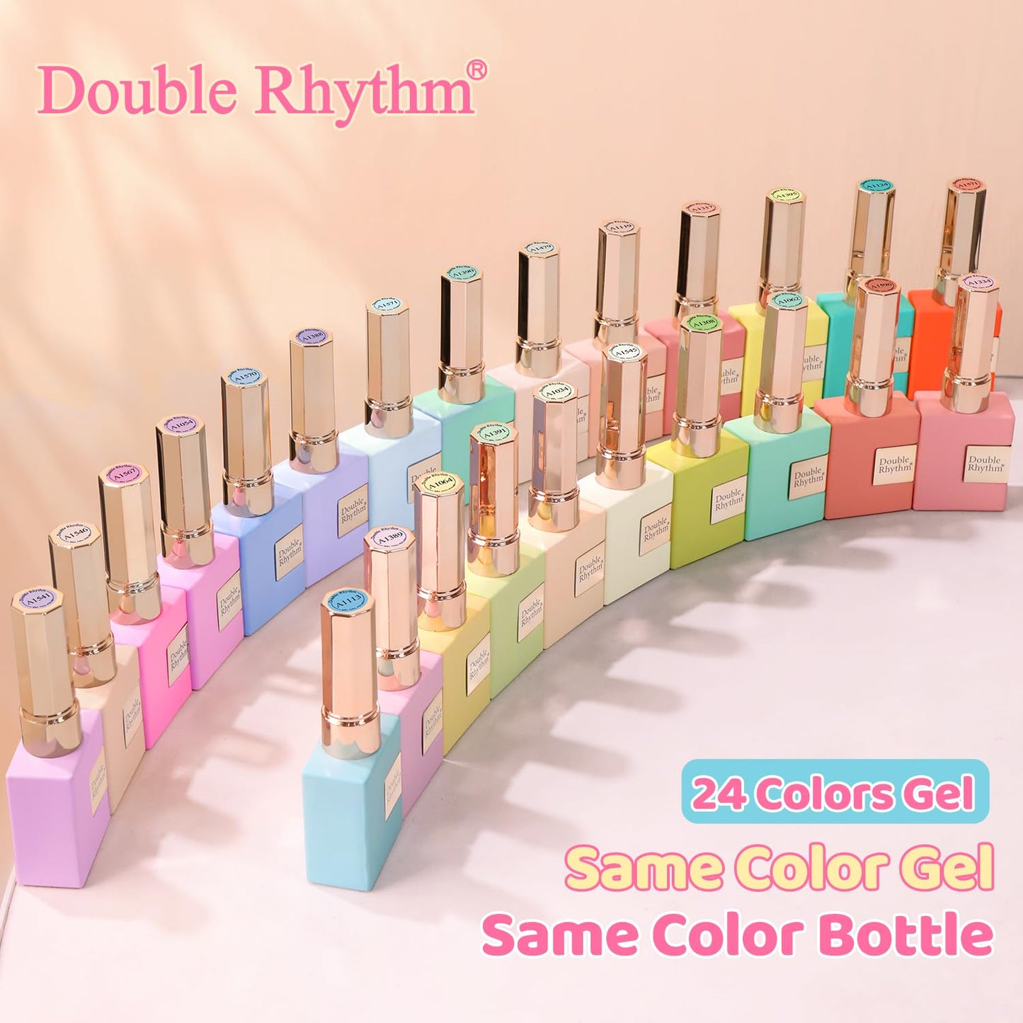 Double Rhythm 28Pcs 0.5Oz Gel Nail Polish Set Same Color Same Bottle Soak Off Gel Polish Kit Nail Art Manicure Salon DIY at Home for Women (Pastel Candy Collection-T24-5)