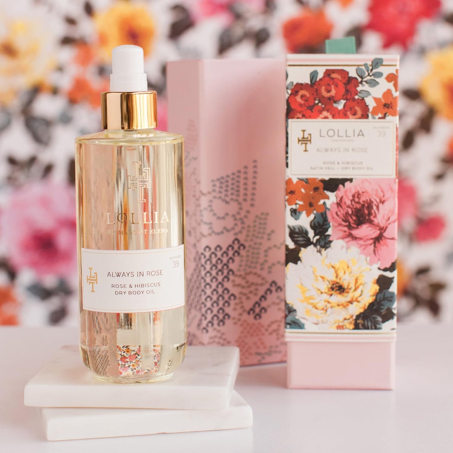 LOLLIA Always in Rose Dry Body Oil, 6.8 Fl. Oz. – Rose & Hibiscus – Women’s, Scented, Moisturizing, Dry Body Oil for Women, For All Skin Types