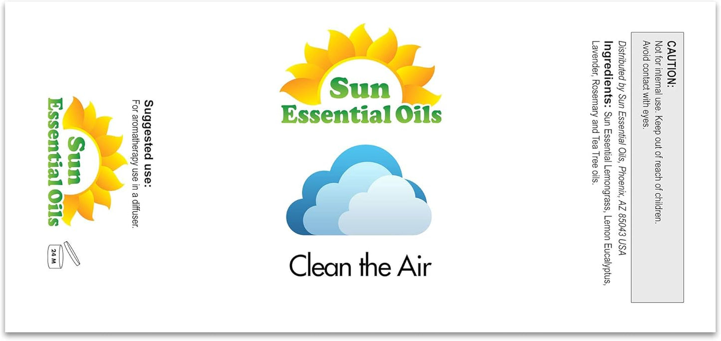 Sun Essential Oils - Clean The Air Essential Oil 16oz for Aromatherapy, Diffuser, Soothing, Calming, Eases Stress - Aromatherapy Diffuser Oil