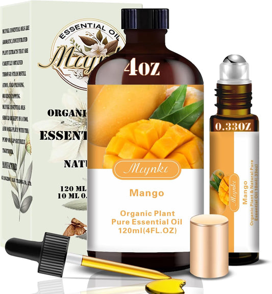 Mango Fragrance Oil-Mango Essential Oil 4.33oz (130ml)-100% Pure Natural Scent for Diffusers, Candles, Soap Making & Aromatherapy-Relaxing Home & Gift Essential Oil for Bath, Massage