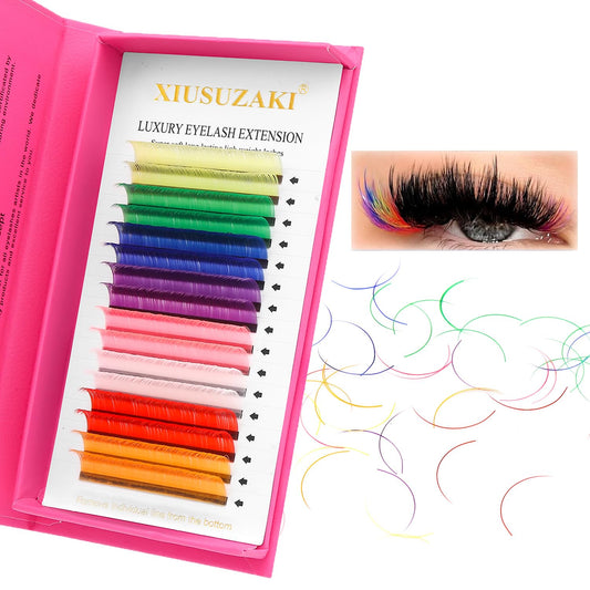 Eyelash Extensions Colored Lashes Extension 0.07 D Curl Lashes 13mm Classic Lash Extensions Soft Individual Lashes 16 Rows Natural False Eyelashes Volume Lashes Professional Use(Colored,0.07-D,13mm)