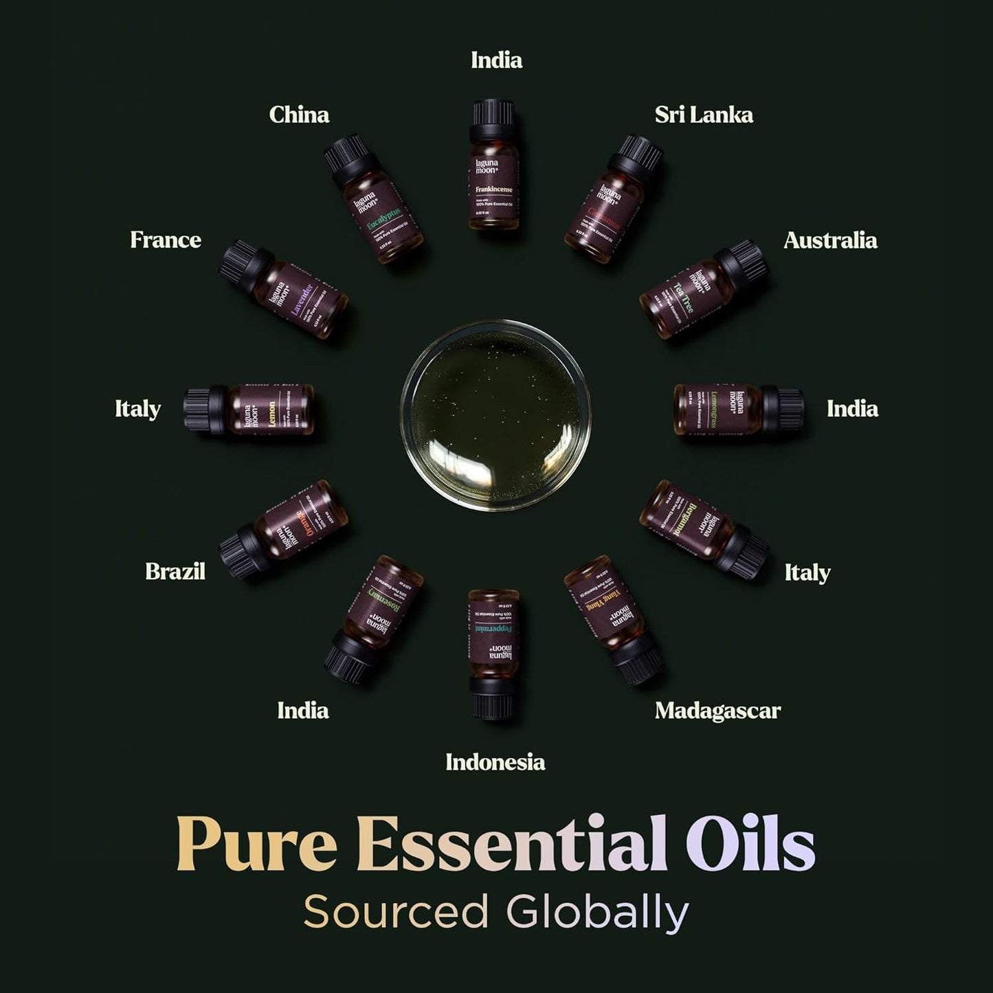 Lagunamoon Essential Oils Set - 12 Piece Premium Grade Home Essentials Oils - for Diffusers, Fragrance, Scents for Candle Making - Natural Aromatherapy Oils for Cars & Home Products, Room Sprays