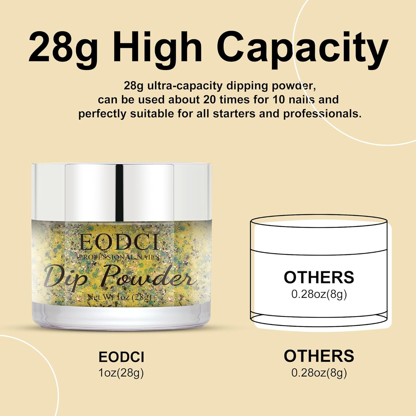 Dip Powder Eggshell Yellow Color French Glitter tinfoil Nail Art Starter Manicure Salon DIY at Home No Needed Nail Lamp Curing Odor-Free&Long-Lasting 1 Oz