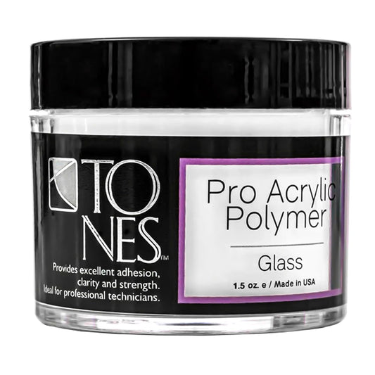 Tones Pro Acrylic Nail Powder, Glass (Clear), (1.5 Fl Oz) - Long-Lasting & Non-Yellowing Polymer for Salon Quality Nail Extensions & 3D Art