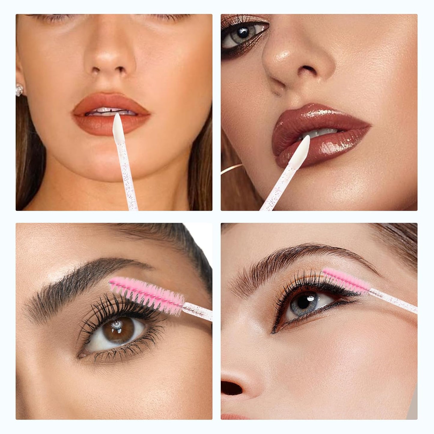 48 Pieces Disposable Mascara Wands Set,Include 24 pcs Disposable Crystal Lash Spoolies Brush and 24 Pieces Reusable Diamond keychain Empty Eyelash Brush Tubes for Women Girls Makeup Brush Kit