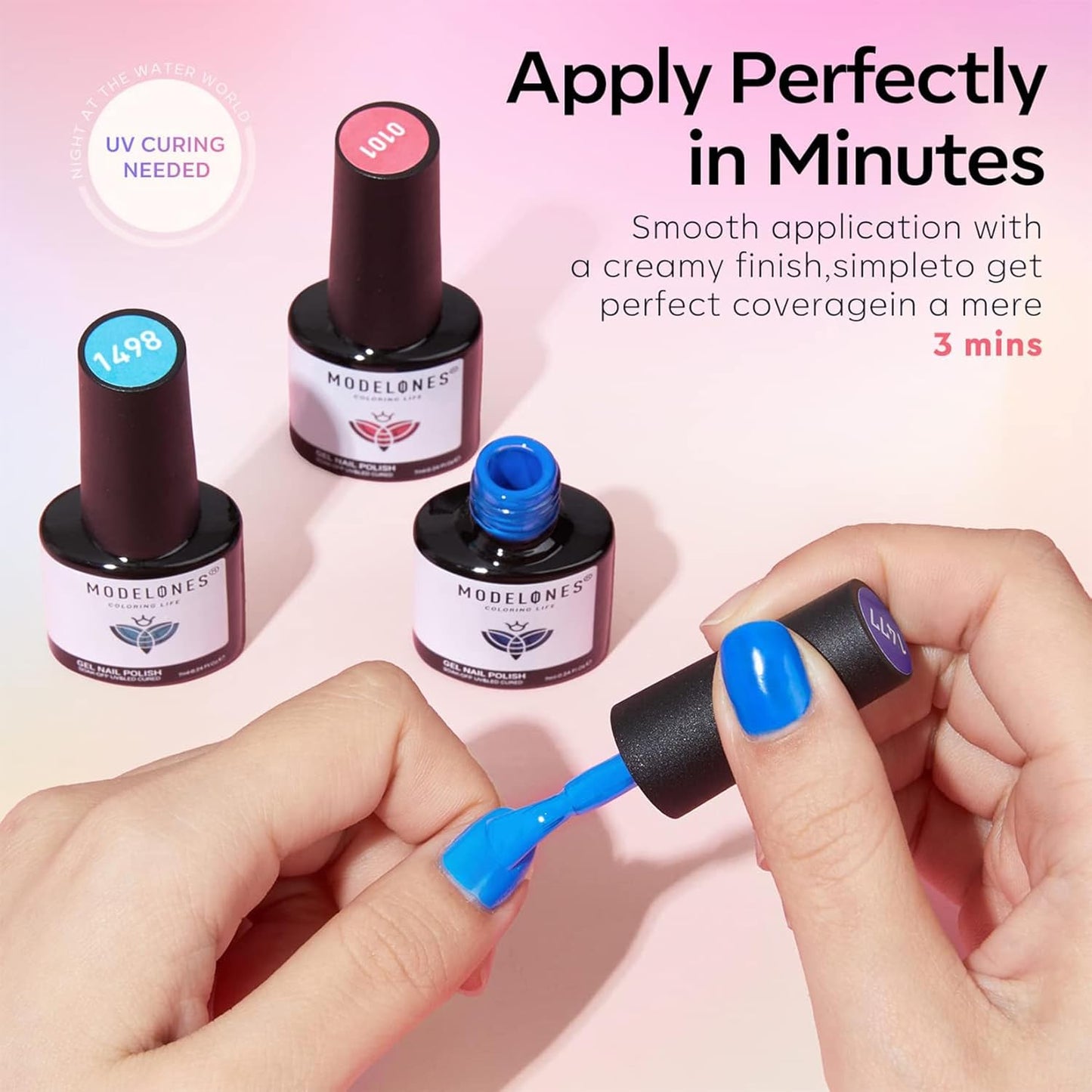 modelones Gel Nail Polish Set - 6 Colors Neon Bright Gel Polish Hot Pink Royal Blue Purple Turquoise Peaches Coral Yellow Nail Polish Soak Off LED Manicure DIY Salon Gift Unisex