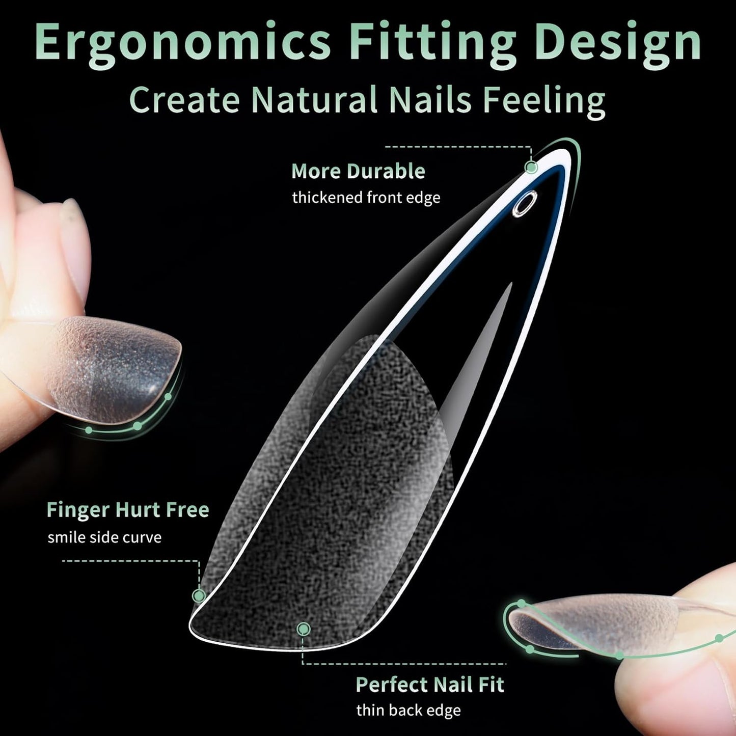 Medium Stiletto Nail Tips, 216pcs Acrylic Soft Fake Nails Gel Nail Tips, Full Cover Pre-Shaped Matte Clear Press on Nails for Extension, Diy at Home Manicure 12 Sizes