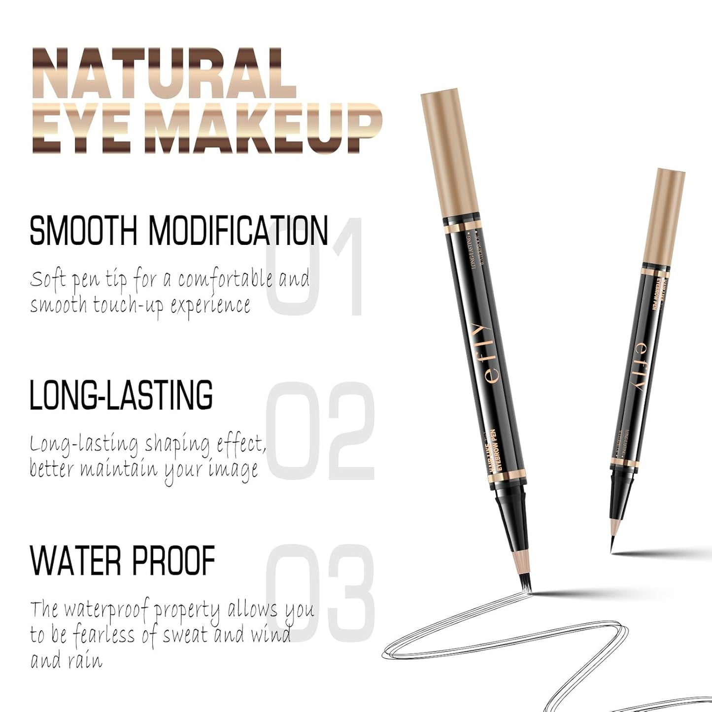 Eyebrow Pencils for Women, Microblading Eyebrow Pen Magical 2-in-1 Dual-Ended Brow Pen with 3D & Precise Brush-Tip Create Natural Hair-Like Brows, Last All-Day(Dark Brown)
