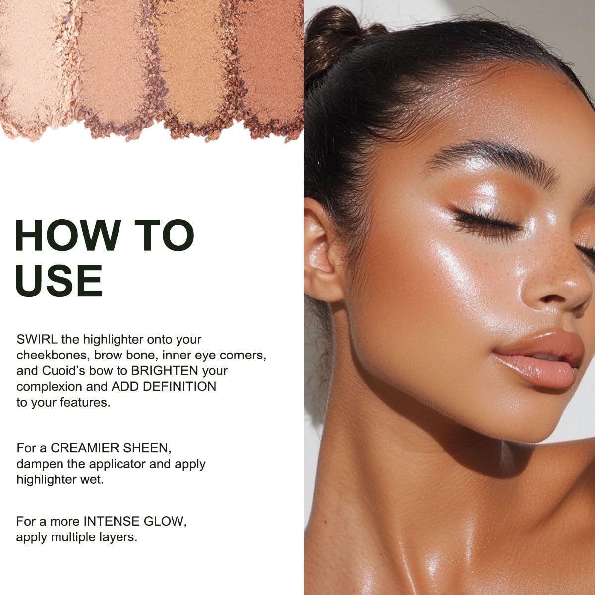 Baked Highlighter Contour Powder Sheer Pearl Shimmer Shades for Face Highlighter Makeup Brighten Up (303-Glow)