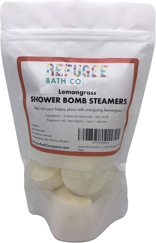 Shower Bomb Steamers | 7 Pack | Handmade in USA | Support Refugee Employment in USA (Lemongrass)