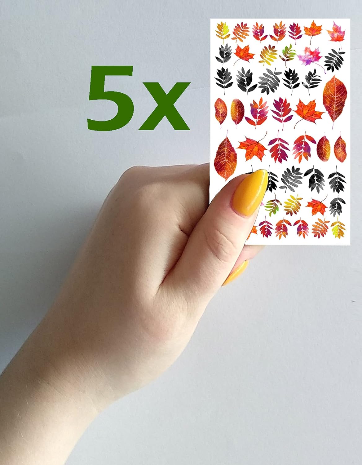 Nail Stickers Decal Transfers (5 Sheets) FLONZNAIL Autumn Leaves Vintage Watercolor Illustration