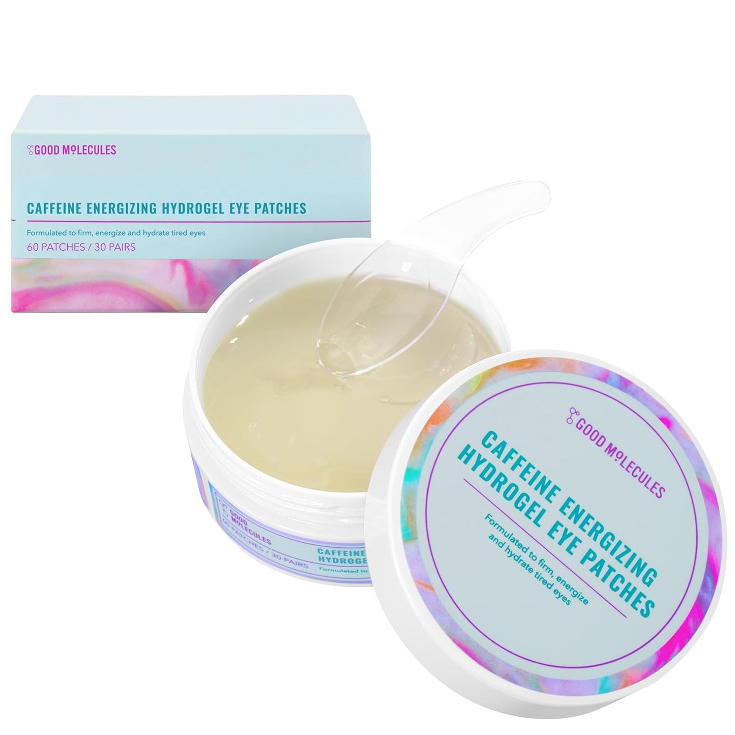 Good Molecules Caffeine Energizing Hydrogel Eye Patches - Eye Mask with Hyaluronic Acid Hydrate and Reduce Puffiness - Pack of 30, Skincare for Face