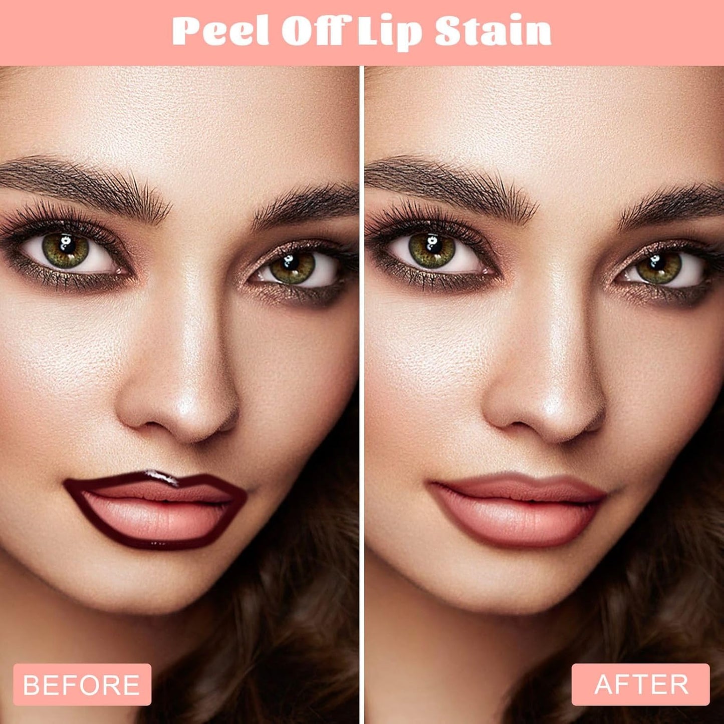 Peel Off Lip Liner Stain - Long Lasting Natural Lip Stain Transfer-proof Lip Liner, Moisturizing Waterproof Lip Gloss Stain, Highly Pigmented Color for All Skin, Ideal Gifts for Women (Coffee)