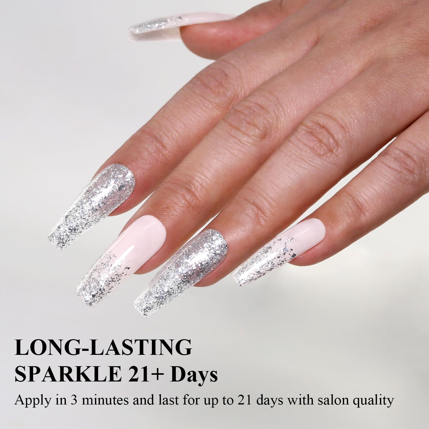 Imtiti Glitter Gel Nail Polish, Silver Glitter Gel Polish Diamond Shimmer Sparkle Soak Off UV LED Autumn Winter Manicure 10ML