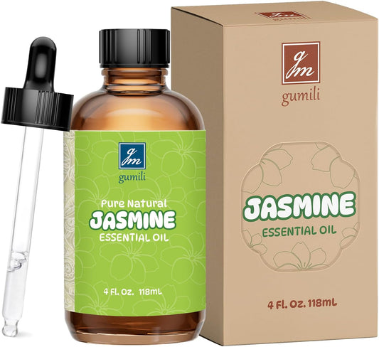 Jasmine Essential Oil 4 Oz, 100% Pure Jasmine Oil for Diffuser, Skin, Hair, Body & Face, Perfume, Floral Scent for Relaxation, Aromatherapy & Massage