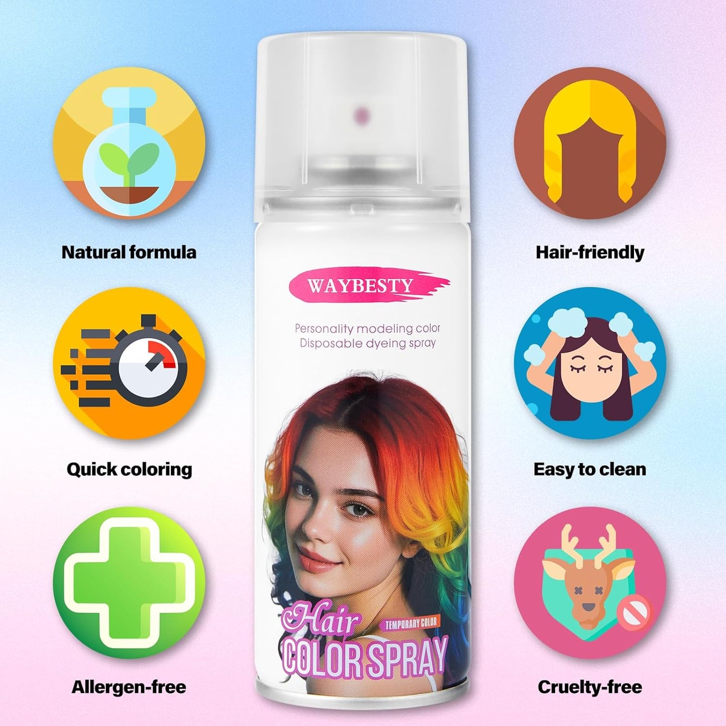 One-Day Hair Color Spray For Kids Women Men, Temporary Hair Dye Washable Hair Wax Color Non-Sticky For Cosplay Party DIY, Christmas Party, Halloween Crazy Hair Day (Silver, 4.06 oz)