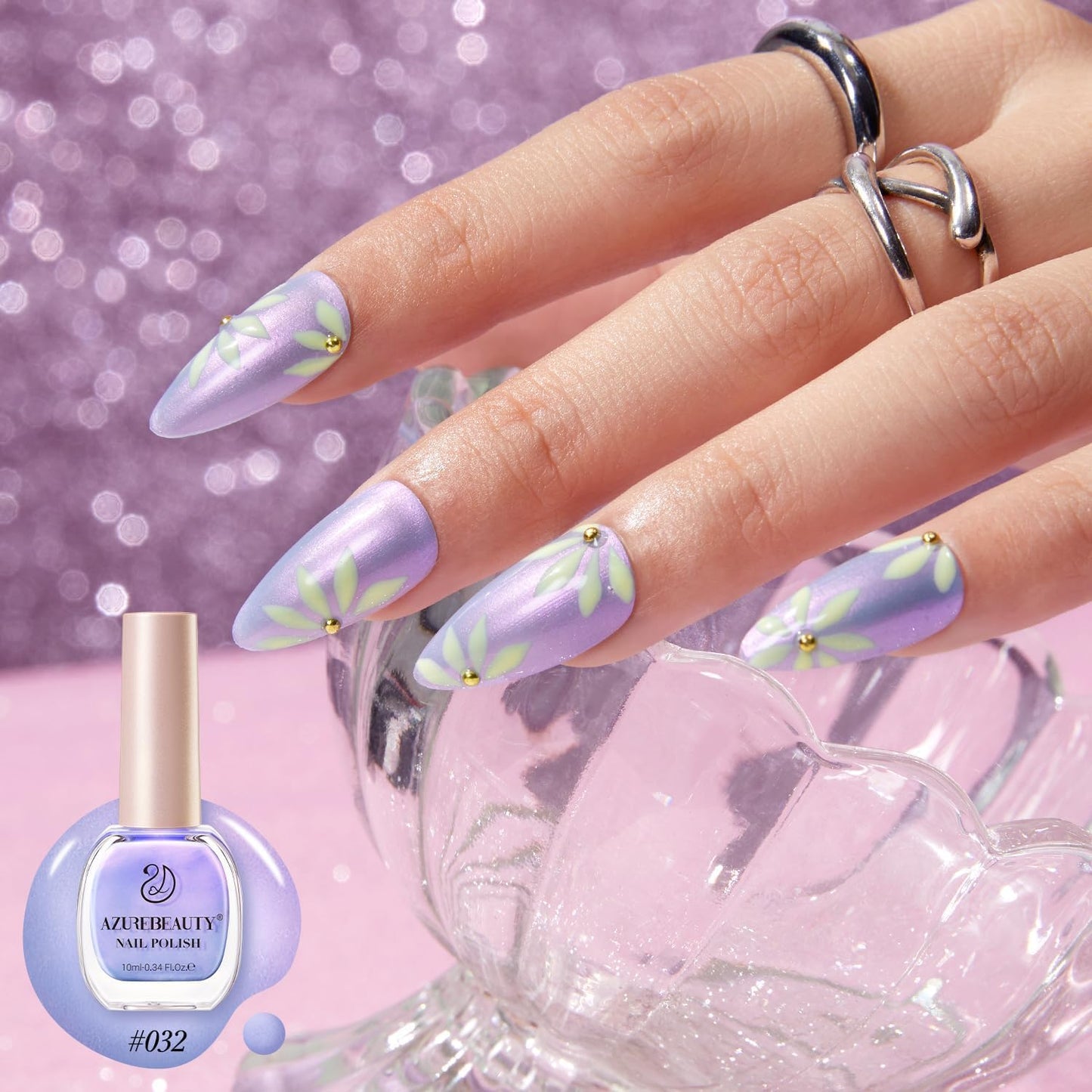 AZUREBEAUTY Blue Purple Violet Galaxy Quick Dry Complete Natural Super Lustrous Nail Enamel Polish,Professional for DIY Manicure and Pedicure at Home