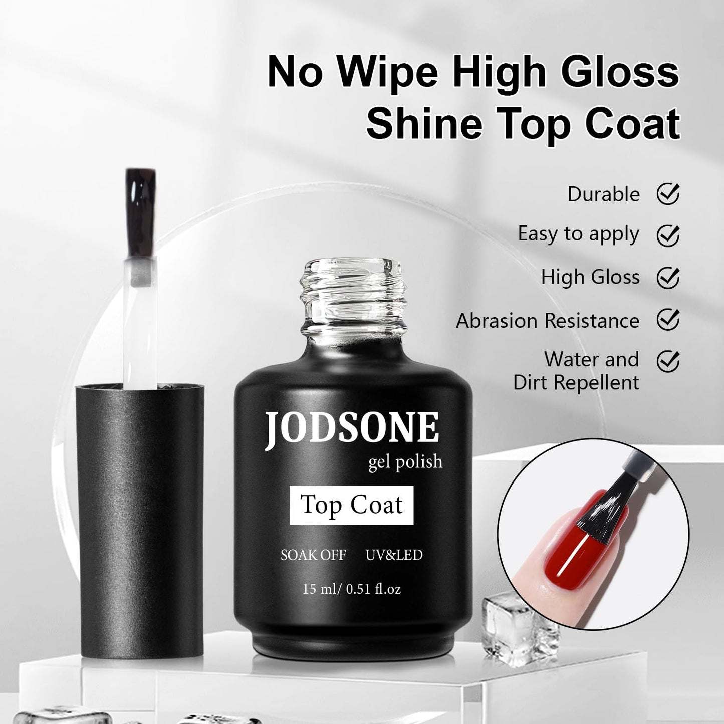 JODSONE 15ML Base Coat Top Coat and Builder Gel 3 PCS Gel Polish for Salon and Home Use