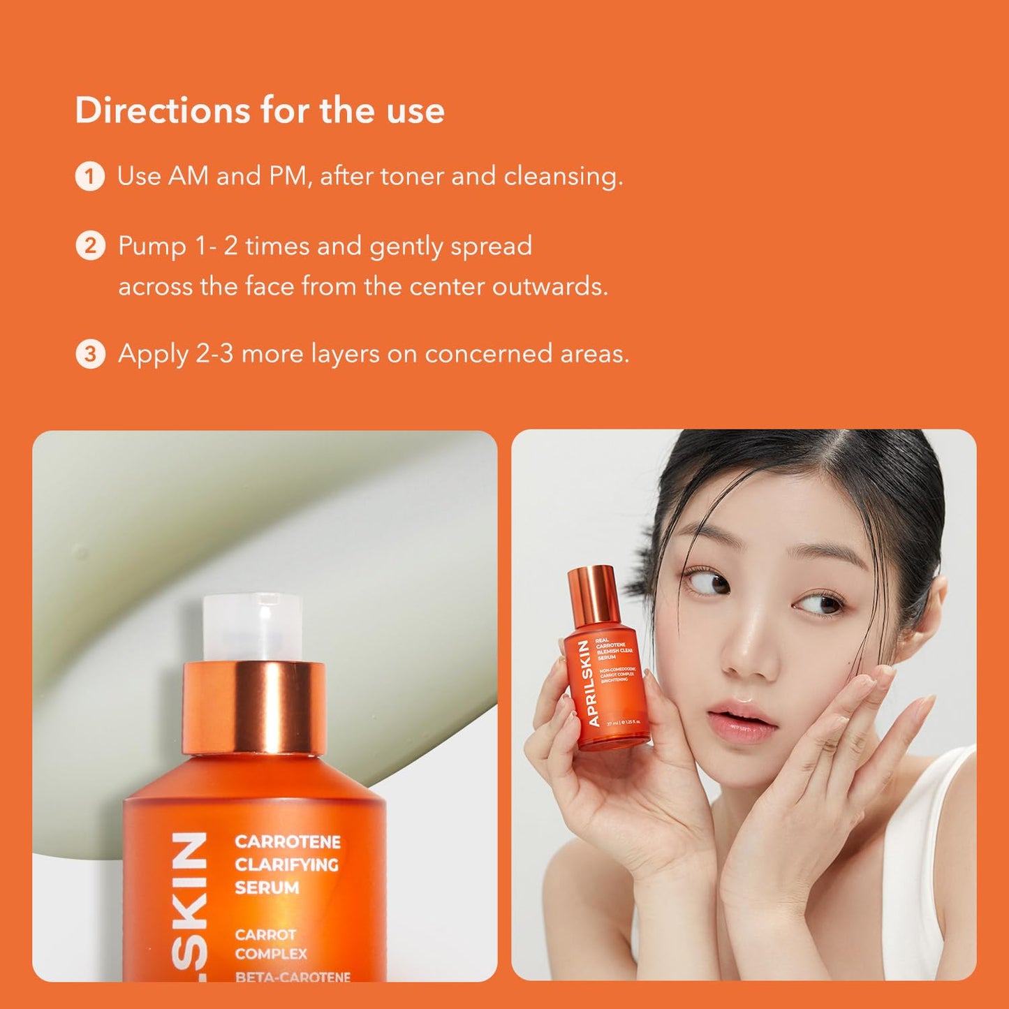 APRILSKIN Carrotene Clarifying Facial Serum | Vegan, Non-comedogenic | Blemish Clear, Dark Spot Corrector | Korea Skincare | Oily Skin, Sensitive Skin, Bumpy Skin | 1.25 fl.oz