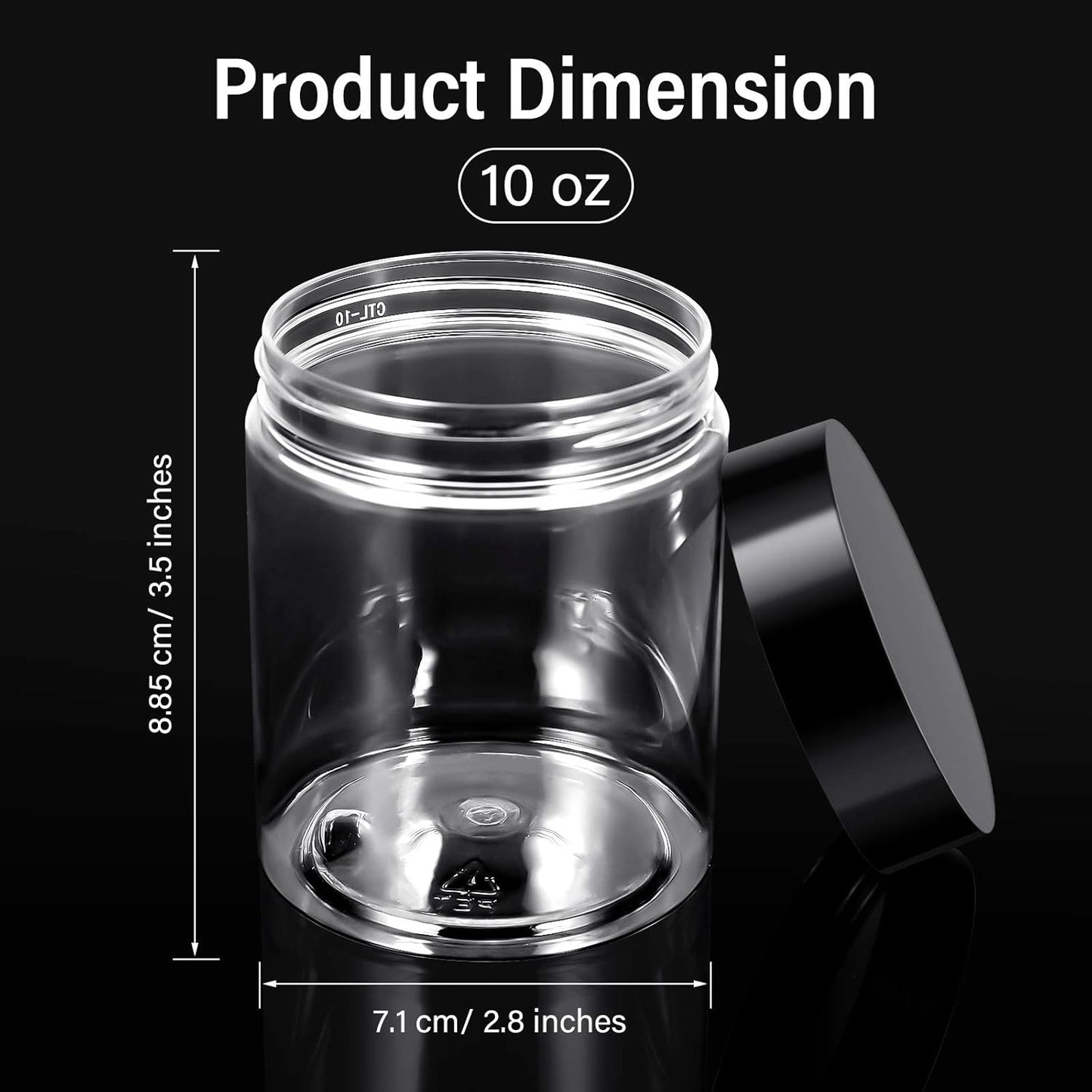 Patelai 4 Pieces Round Wide-mouth Leak Proof Plastic Container Jars with Lids for Travel Storage Makeup Beauty Products Face Creams Oils Salves Ointments DIY Making(10 Ounce,Black)