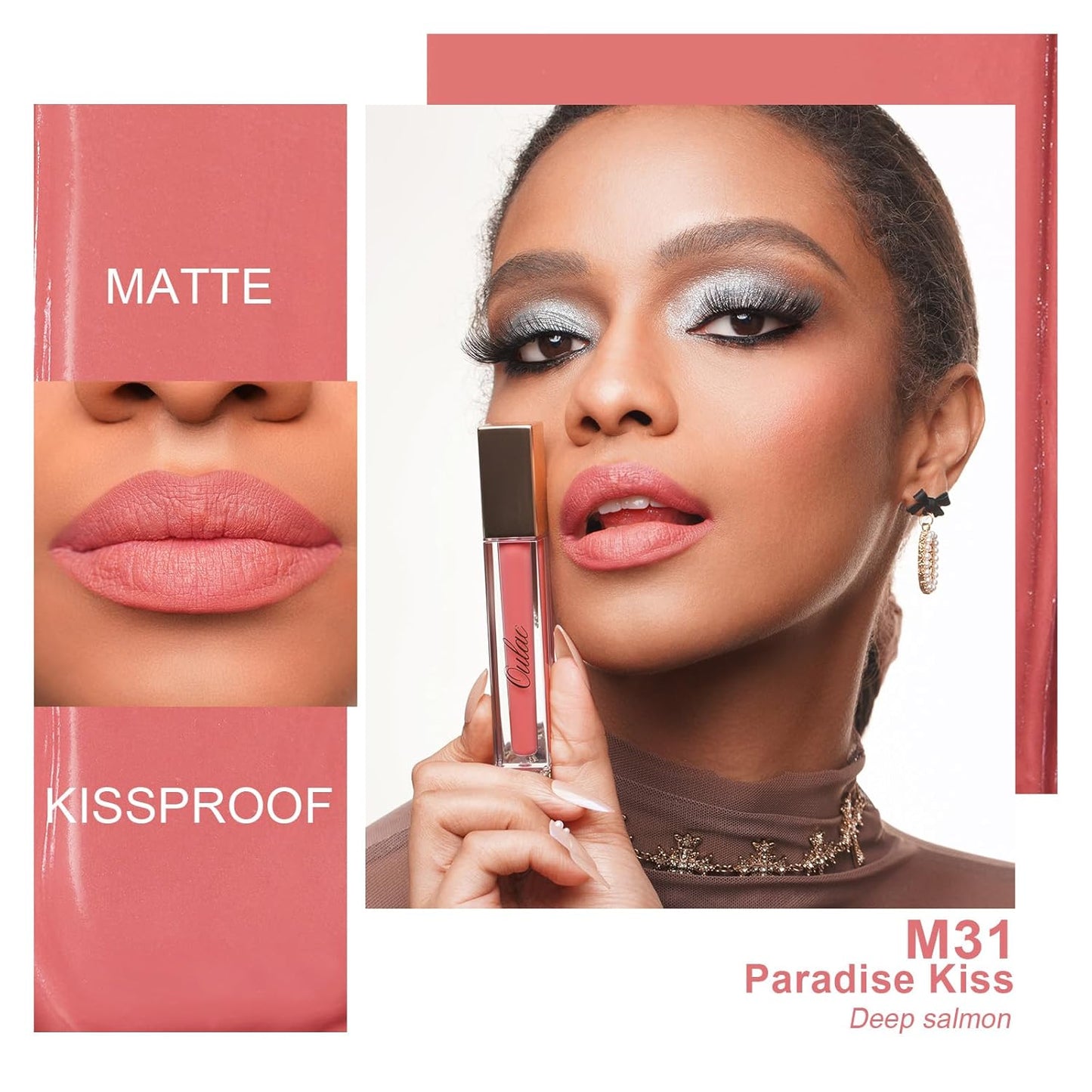 Oulac Pink Matte Lipstick for Women, Long Lasting Liquid Lip Stick High Impact Lip Gloss Full Coverage Lip Makeup with Vitamin E Waterproof Formula,Vegan M31