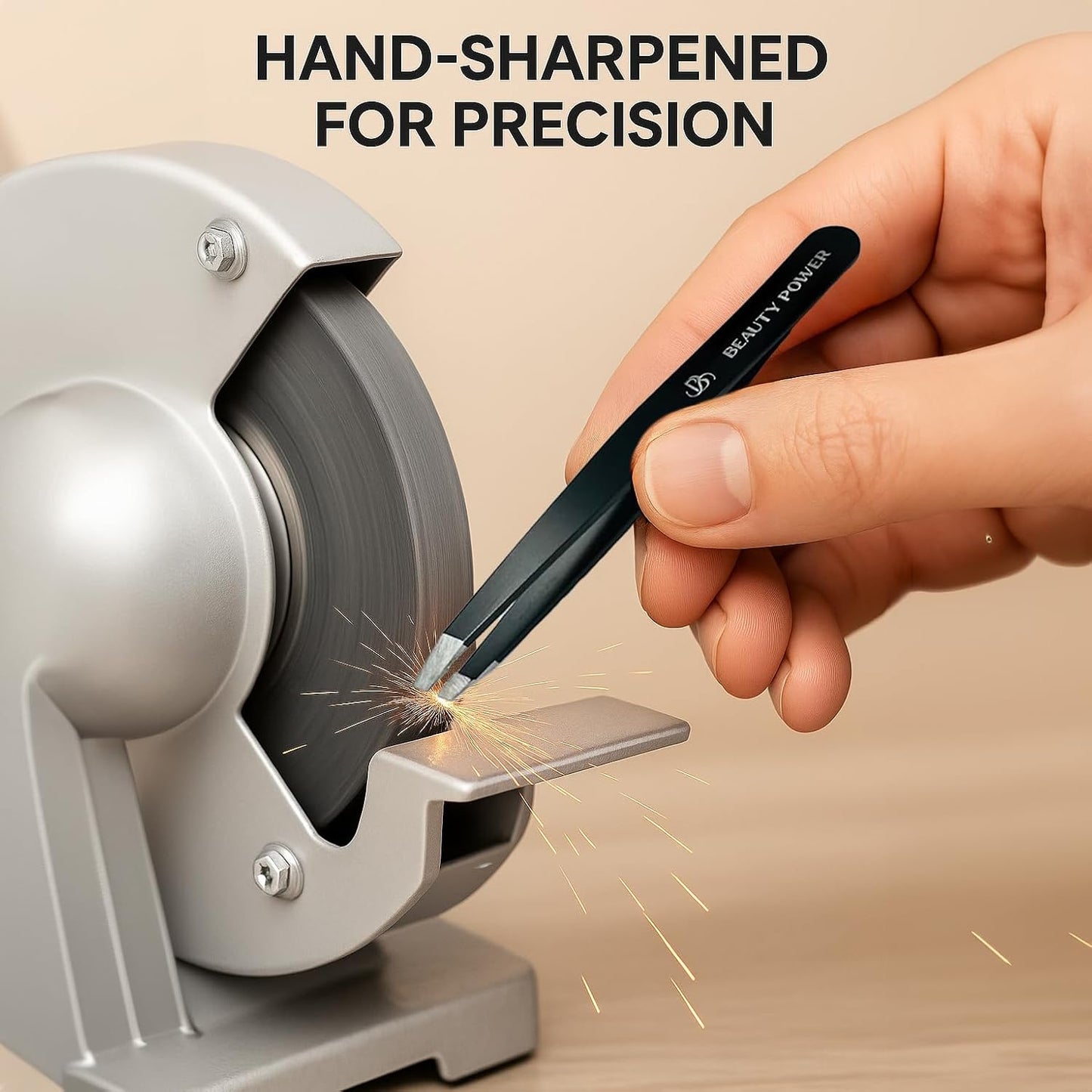 Ultra-Precision Professional Slant Tweezers for Women Facial Hair - German Stainless Steel, Lightweight Black Tweezers for Women & Men, Ideal for Eyebrow & Facial Grooming (Matte Black)