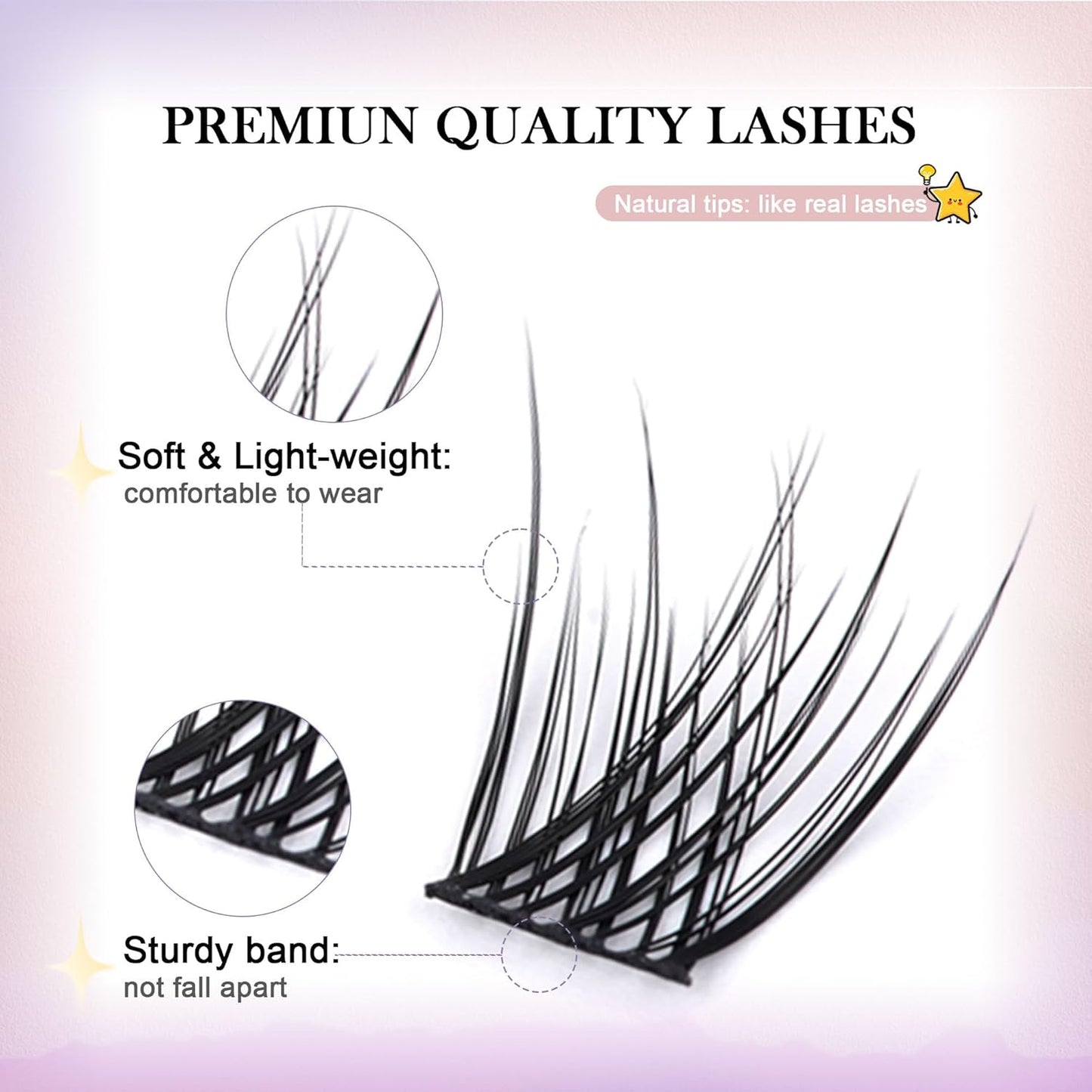 GAQQI Lash Clusters, GQ03 False Eyelashes DIY Lash Extensions C Curl 168PCS Cluster Lashes 14MM, Wispy and Natural Lash Wisps (GQ03,14mm,C Curl)