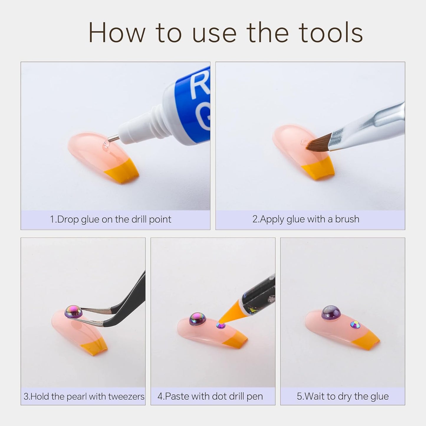 60g Gold Aquamarine Pearls Rhinestones for Crafts Mixed Size 3mm-10mm AB Color Round Half Pearls Flatback Pearl Beads and Resin Rhinestones Set for Face Art with Gel