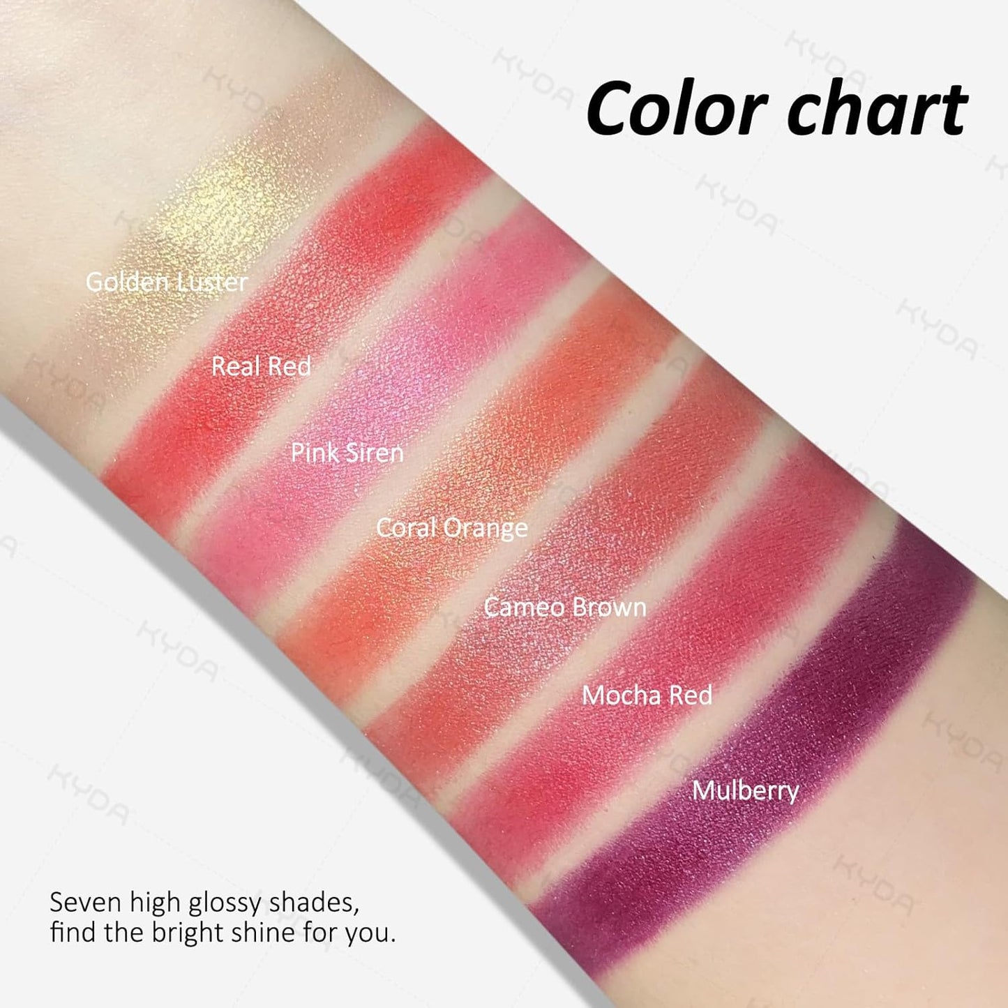 KYDA Pink Shimmer Lipstick, Metallic Pearl Lipstick, Lasting Non-sticky Glitter Lips Color, High Glossy Lips Makeup for Women, Pink Siren