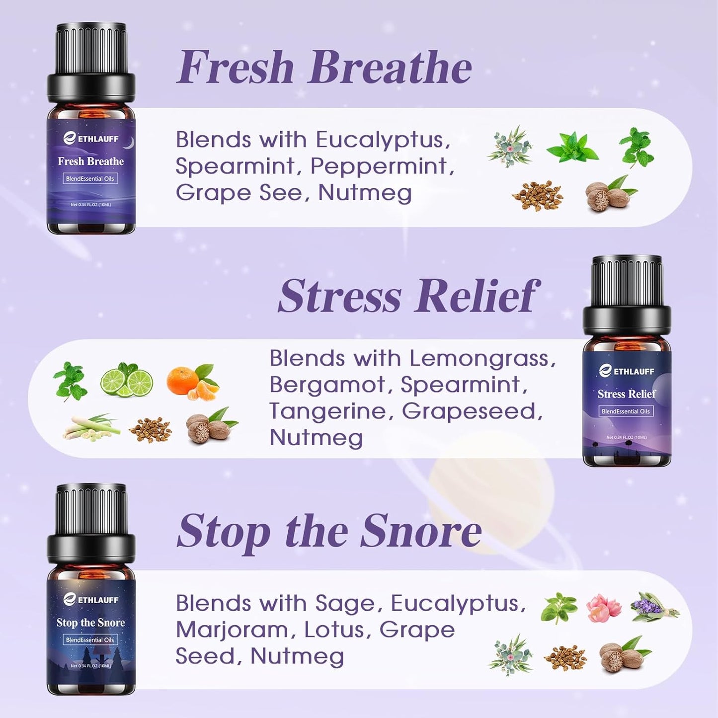 Sleep Essential Oils, Essential Oil Blends for Diffusers for Home (Relax, Stress Relief, Fresh Breathe, Sweet Dreams) Candle Making Scents, Relaxation Gift for Women and Men