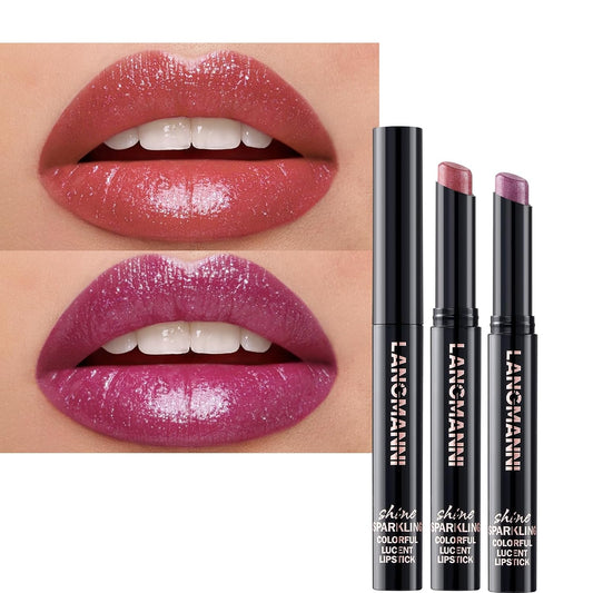 Jolilab 2Pcs Sparkling Lipstick Lip Gloss Long Lasting Waterproof Moisturizer Lip Balm Glitter Shimmer Metallic Lipstick, Diamond Shiny Bold Glow Goth Lipstick for Women Girls,Non-sticky(05+06